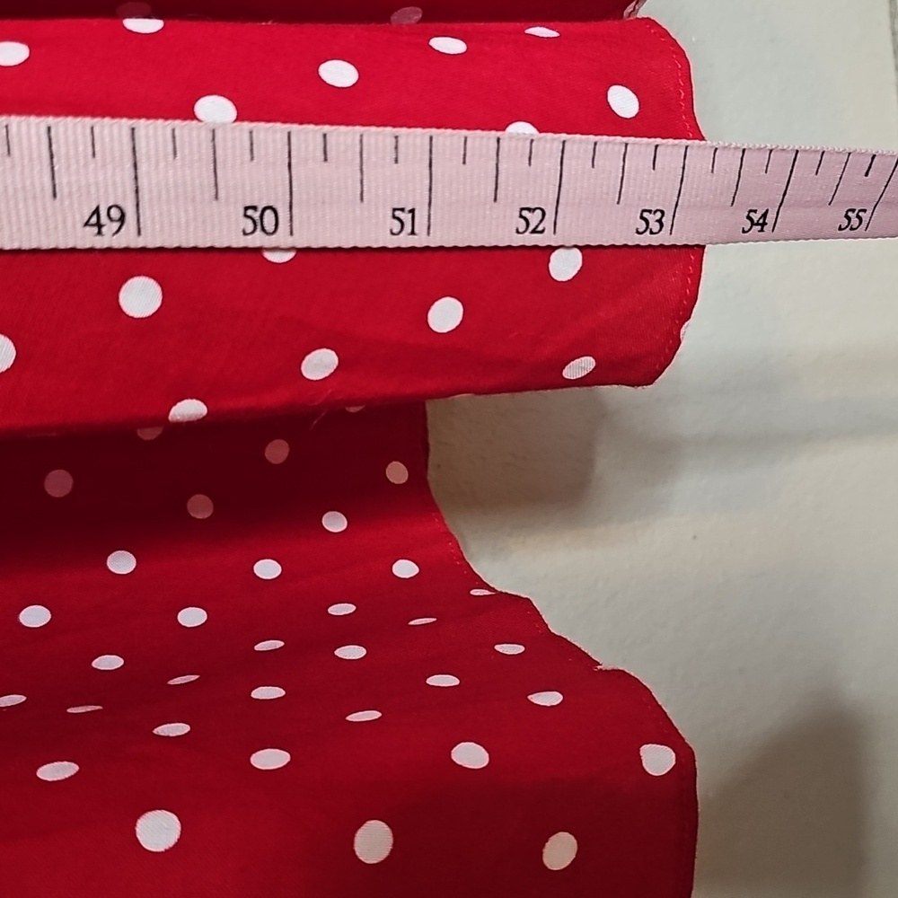 True Vintage 1980s Kamisato By Geary Roark Red Polka Dot Midi Dress Drop Waist M - Picture 15 of 15